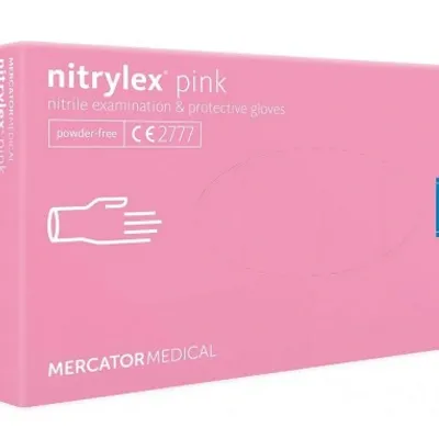 Mercator medical nitrylex pink rękawiczki jednorazowe winylowo-nitrylowe bezpudrowe m 100 sztuk różowe