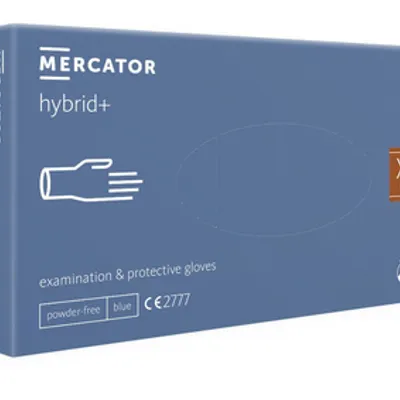 Mercator hybrid+ rękawiczki jednorazowe winylowo-nitrylowe bezpudrowe xl 100 sztuk niebieskie