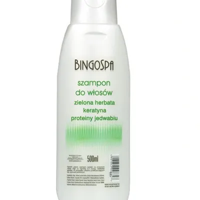 Bingospa szampon do włosów 500 ml zielona herbata, keratyna,proteiny jedwabiu