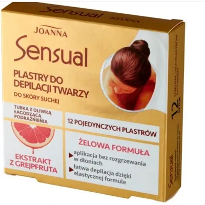 Joanna sensual żelowe plastry do depilacji twarzy z grejpfrutem 12 szt