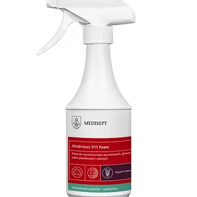 Medisept mediclean 311 foam preparat w formie pianki do mycia kabin prysznicowych, brodzików, osłon plastikowych i szklanych oraz armatury łazienkowej i kuchennej 500 ml