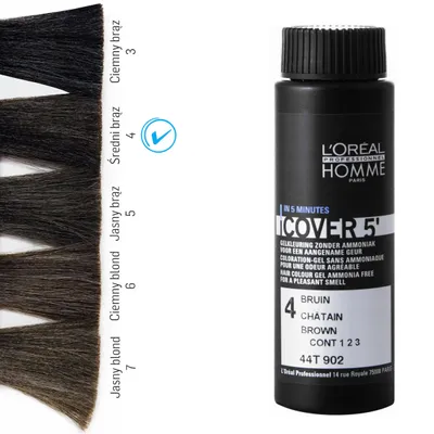 Loreal homme cover 5 tonująca farba do włosów 4 medium brown 50ml