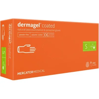 Mercator dermagel coated rękawiczki jednorazowe lateksowe s 100 szt.białe