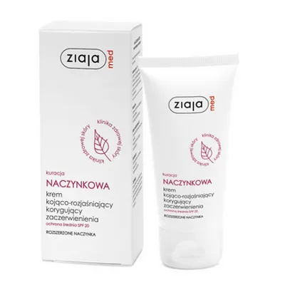 Ziaja med kuracja naczynkowa krem kojąco-rozjaśniający korygujący zaczerwienienia ochrona średnia spf 20 50 ml