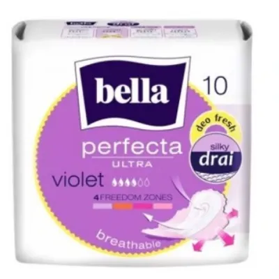 Bella perfecta violet podpaski ze skrzydełkami cienkie 10 szt