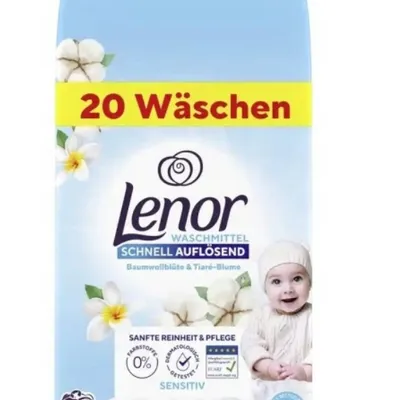 Lenor proszek do prania dla skóry wrażliwej niemowląt i alergików bawełka i kwiat tiara 1,2 kg