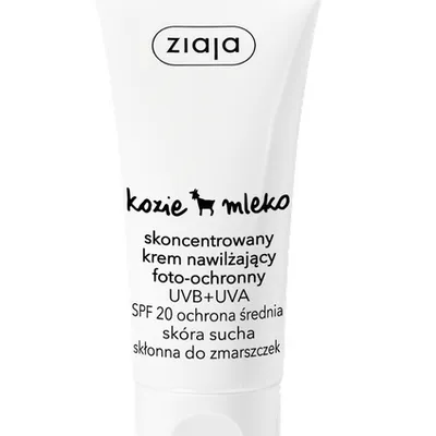 Ziaja kozie mleko skoncentrowany krem nawilżający foto-ochronny uvb + uva spf 20 ochrona średnia 50ml