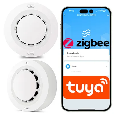 CZUJNIK DYMU OGNIA ZIGBEE ALARM CZUJKA TUYA SMART Z SYRENĄ BEZPRZEWODOWY