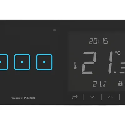 Regulator pokojowy + włącznik trójpolowy WSR-03L - LEWA Czarny bezprzewodowy TECH WTP