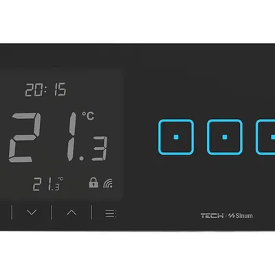 Regulator pokojowy + włącznik trójpolowy WSR-03mP - PRAWA Czarny przewodowy Sinum SBUS