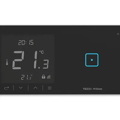Regulator pokojowy + włącznik jednopolowy WSR-01P - PRAWA Czarny bezprzewodowy TECH WTP