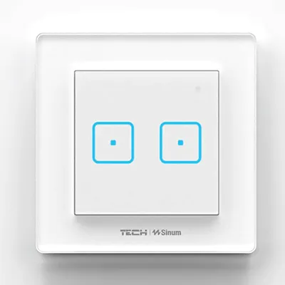 Szklany Włącznik dwupolowy doramkowy FS-02 Biały bezprzewodowy TECH WTP