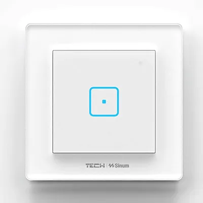 Szklany Włącznik jednopolowy doramkowy FS-01 Biały bezprzewodowy TECH WTP