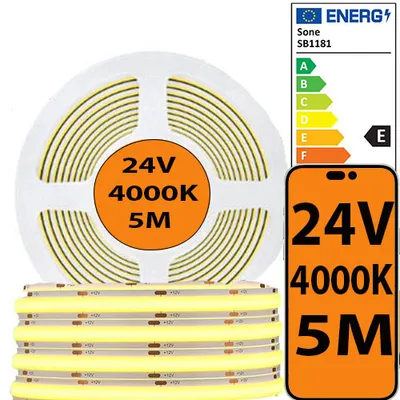 Taśma LED COB 480D 24V 4000k 14W Światło NEUTRALNE 5 Metrów