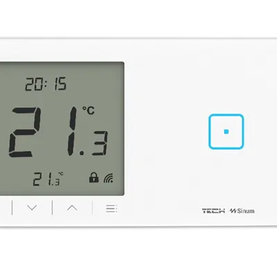 Regulator pokojowy + włącznik jednopolowy WSR-01mP - PRAWA Biały przewodowy Sinum SBUS