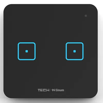 Szklany Włącznik dwupolowy WS-02 Czarny bezprzewodowy TECH WTP