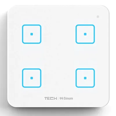 Szklany Włącznik czteropolowy WS-04 Biały bezprzewodowy TECH WTP