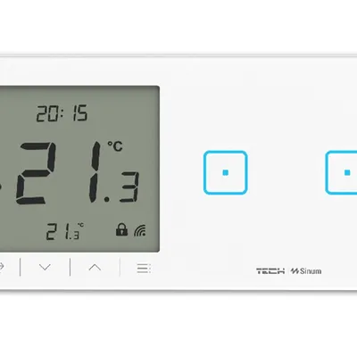 Regulator pokojowy + włącznik dwupolowy WSR-02P - PRAWA Biały bezprzewodowy TECH WTP
