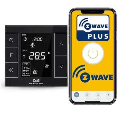 Termostat do sterownia ogrzewaniem elektrycznym MCOHome MH7H-EH CzarnyZ-Wave