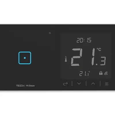 Regulator pokojowy + włącznik jednopolowy WSR-01L - LEWA Czarny bezprzewodowy TECH WTP