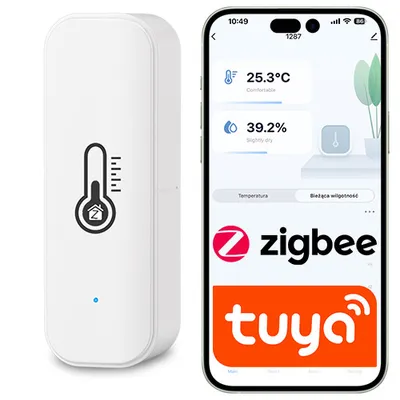 Czujnik temperatury i wilgotności ZigBee na baterie Tuya