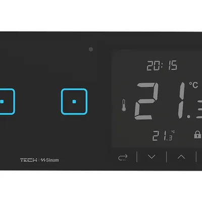 Regulator pokojowy + włącznik dwupolowy WSR-02L - LEWA Czarny bezprzewodowy TECH WTP