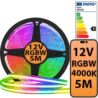 Taśma LED COB RGBW 784D 12V 16W 4000k Światło Kolorowe + Białe neutralne