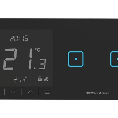 Regulator pokojowy + włącznik dwupolowy WSR-02P - PRAWA Czarny bezprzewodowy TECH WTP
