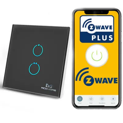 Włącznik światła (2 przyciski) MH-S412 MCOHome Czarny Z-Wave