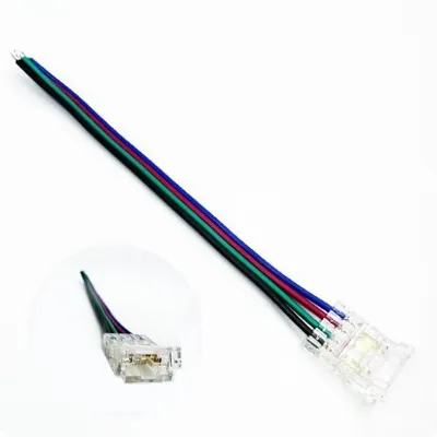 Złączka do Taśmy LED RGB 10mm z Przewodami 10cm zacisk szybki montaż