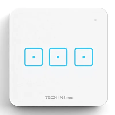 Szklany Włącznik trójpolowy WS-03 Biały bezprzewodowy TECH WTP